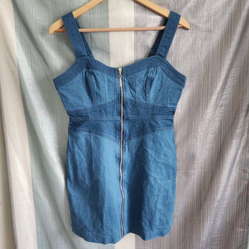 Betsey Johnson Blue Denim Zip Front Bustier Mini Dressβ Sweetheart 8 y2k brat